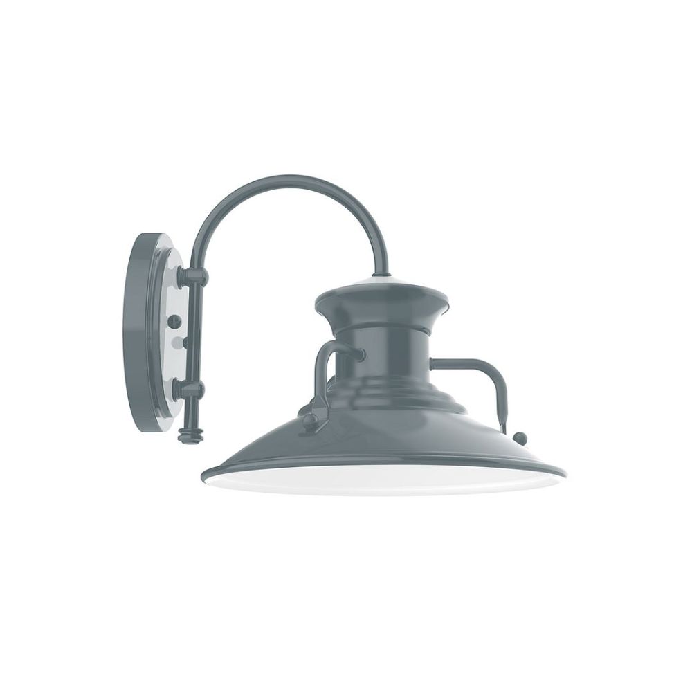Montclair Lightworks SCC142-40-G05 12" Homestead Shade, Wall Mount Sconce With Clear Glass And Guard, Slate Gray